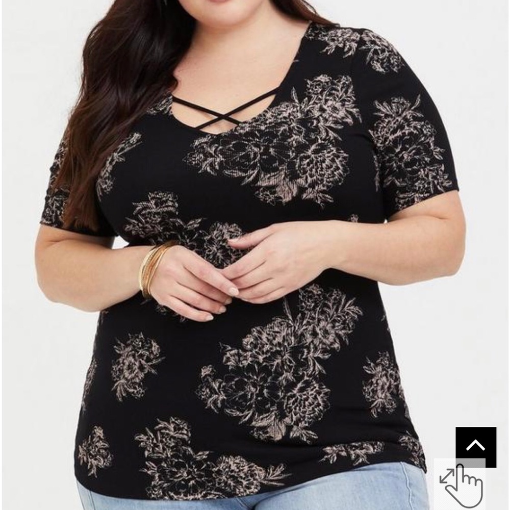 TORRID Super Soft Rib Strappy V-Neck Tee